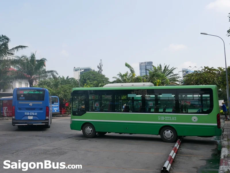 Blue and green buses in Ho Chi Minh City